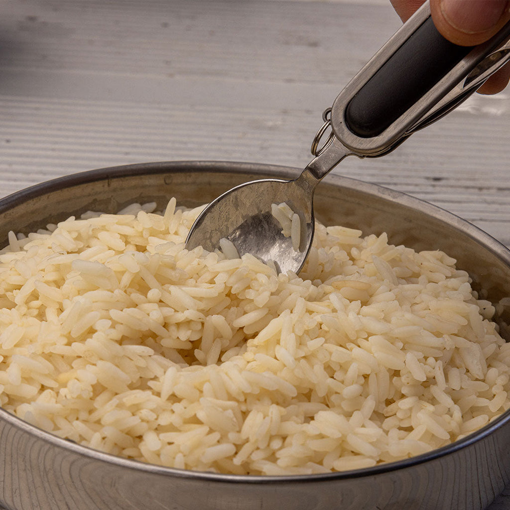 Using the spoon on a hot meal