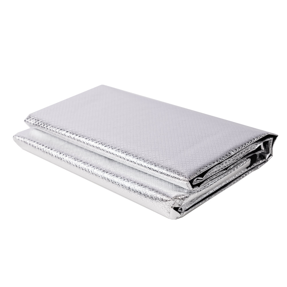 Folded thermal blanket, foil side out